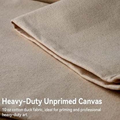 PHOENIX Unprimed Canvas Fabric by The Yard - 72 Inch x 2 Yard (6ft) 10 oz Heavy Duty Cotton Duck Cloth for Oil & Acrylic Painting, DIY Stretching and Professional Art Projects - size: 72" x 2 yard