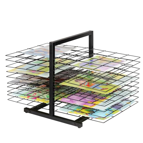 Art Drying Rack for Classroom Paint Drying Rack Art 20 Shelves Metal Desktop Artwork Storage Display for Classroom Painting Crafts (Black, 20 Shelves) - color: Black, size: 20 Shelves