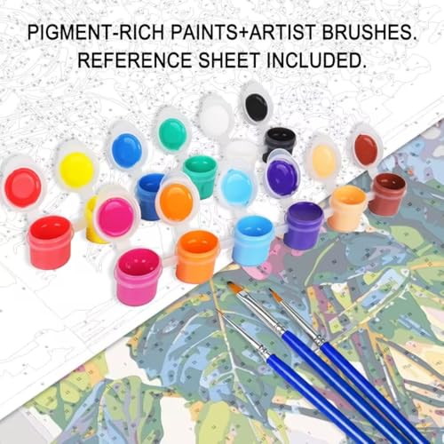 Tucocoo Paint by Number Blue Lilac in a Glass Vase Flowers DIY Painting On Canvas with Brushes Acrylic Paints Graffiti Paint by Numbers for Adults Kids Students Beginner 16x20 Inch（Without Frame） - color: Flower in Vase 01, size: 16''x20''(Frameless)