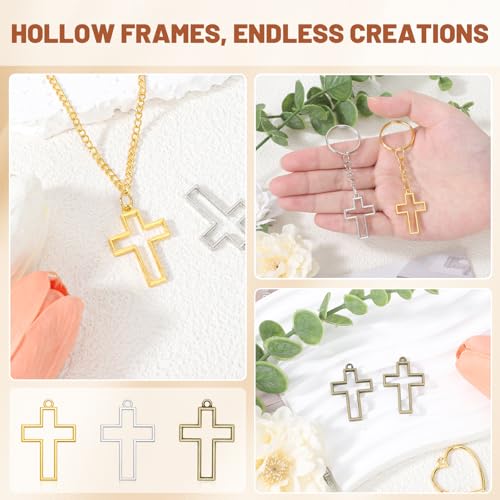 Gartful Open Bezels for Resin Jewelry Making, Hollow Frame Pendants with Jump Rings, Craft Bezels for Necklace, Earrings - style: Cross - 30PCS