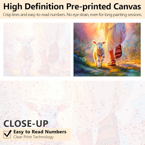 TUMOVO DIY Paint by Numbers for Adults Art Religious Christianity Adults' Paint by Number Kits Lamb Walking with Jesus Art Oil Hand Painting Paint Kits Art Crafts for Home 16x20 in - color: Artwork-06