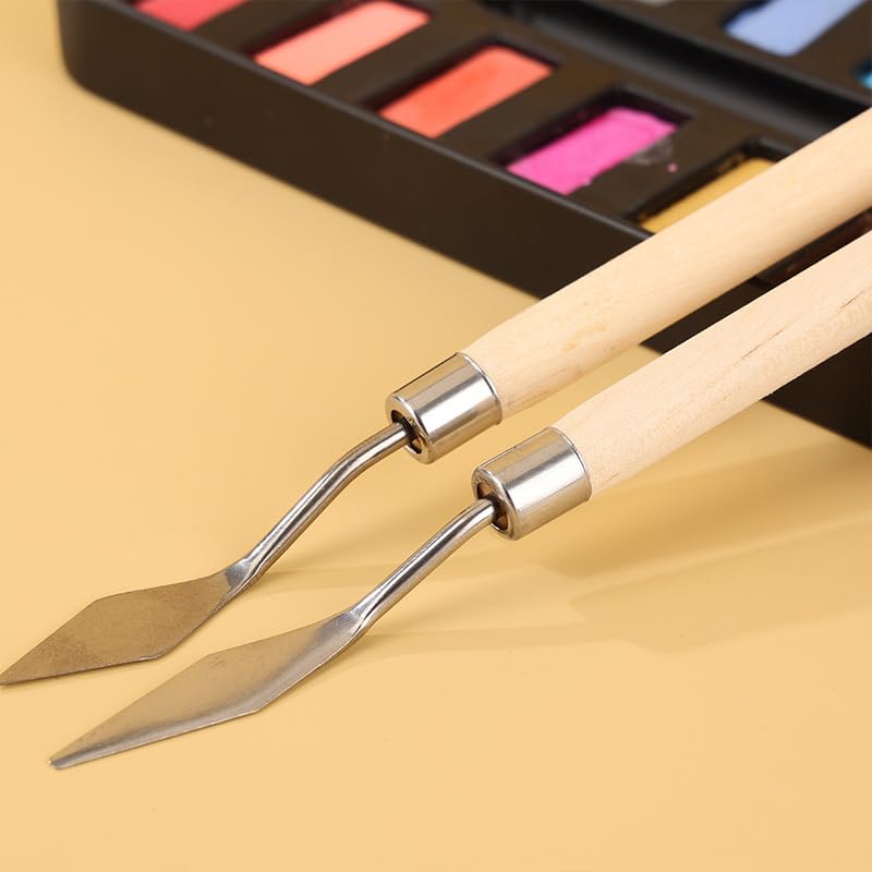7-Piece Palette Knife Set: Stainless Steel Painting & Scraping Tools for Oil & Acrylics, Art & Canvas Work | Artist Supplies (Yellow) - color: Yellow