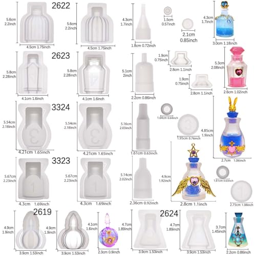 Fantasy Creatures & Potion Bottle Silicone Molds Kit—Make Mythical Dragons, Phoenix & Magic Vials Using Resin, Clay, Wax or Chocolate for Crafts, Jewelry & Cake Decorating