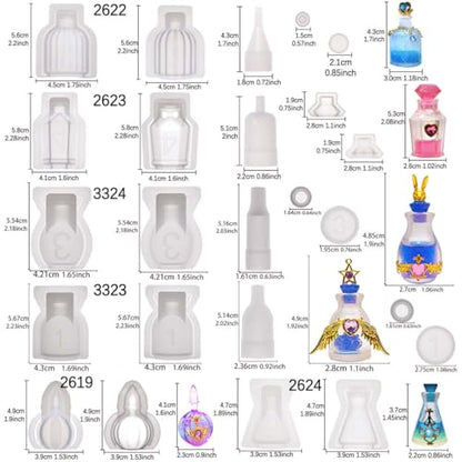 Fantasy Creatures & Potion Bottle Silicone Molds Kit—Make Mythical Dragons, Phoenix & Magic Vials Using Resin, Clay, Wax or Chocolate for Crafts, Jewelry & Cake Decorating