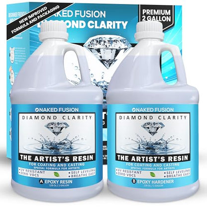Epoxy Resin Art Resin Crystal Clear Formula -2 Gallon Kit -The Artist's Resin for Coating, Casting, Resin Art, Geodes, Tabletop, Bar Top, Live Edge Tables, River Tables- Non-Toxic - color: The Artist's Resin New Formula 2 GALLON