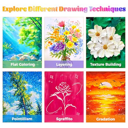 WINSONS 65 PCS Oil Pastel Set, 48 Soft Colors & Extra 4 White Pastels, Complete Art Kit with Holder, Scraper, Sharpener & Pastel Paper – Non-Toxic, Smooth Blending for Artists & Beginners