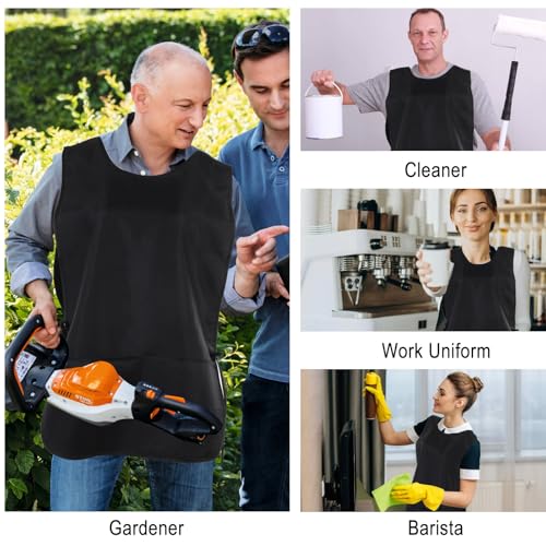 Tucnoeu Unisex Cobbler Apron with 2 Pockets, Adjustable Water & Oil Resistant Apron Art Smock for Work Kitchen Cooking