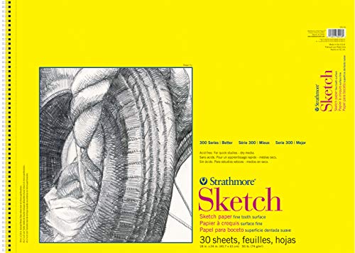 Strathmore 300 Series Sketch Pad, 18x24 inch, 30 Sheets, Side Wire - Artist Sketchbook & 300 Series Bristol Paper Pad, Smooth, Tape Bound, 9x12 inches, 20 Sheets (100lb/270g)