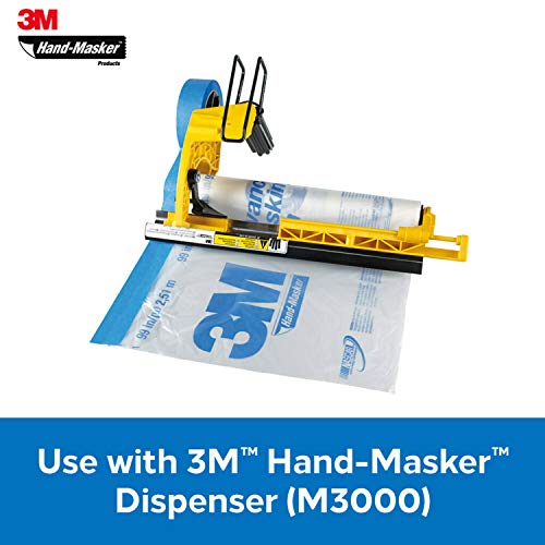3M Hand Masker Advanced Masking Film, 8 Rolls, 99 in x 90 ft, Static Cling Keeps Film in Place, Prevents Liquids From Bleeding Through, Flake Resistant, For Indoors & Outdoors Use (AMF99-8C)