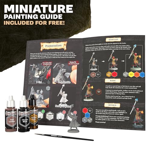 The Army Painter, GameMaster: Adventure Starter Role-playing Paint Set, 15 x 18ml Warpaints Fanatic Acrylic paints, incl. a Brush-On Primer, 5 FREE Miniatures & 1 Brush - For Warhammer & Dnd - color: Adventure Starter Paint Set