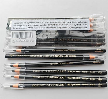 Waterproof Eyebrows Pencil Tattoo Makeup And Microblading Supplies Kit-Permanent Eye Brow Liners In 5 Colors Waterproof Eyebrow Pencils Peel - Brow Pencil Set For Marking (6 Black) - color: 6 Black