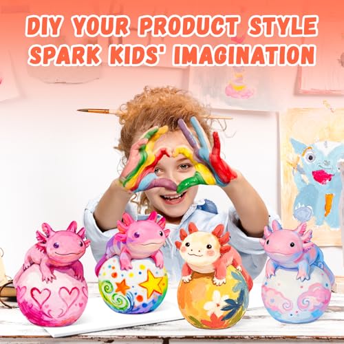 Paint Your Own Axolotl Lamp Kit, Arts and Crafts for Kids Ages 8-12, Arts and Crafts for Kids 4-6, DIY Axolotl Toys Tap Night Light, Paint Kit Birthday Gifts for Girls Boys Age 3 4 5 6 7 8 9 10 11 12+ - color: Axolotl