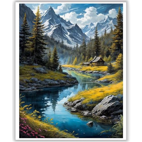 HITO Landscape Paint by Numbers Kit for Adults - Mountain Paint by Numbers Kit for Adults Beginner for Gift Home Wall Decor 16x20 Inch - color: Mountain