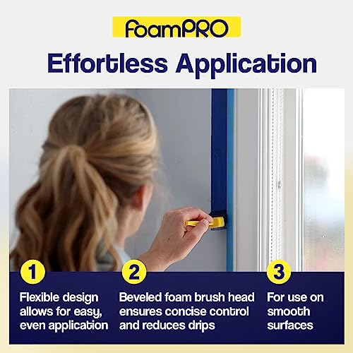 FoamPRO 715-4, 1 1/2" Foam Brush w/ 4 Refills - Premium Quality Paint Brush Set for All Paints, Urethanes, Varnishes, Stains - Effortless Application Foam Brushes- Smooth Finish, Reusable Handles - size: 1.5 Inch, style: Brush & 4 Refills