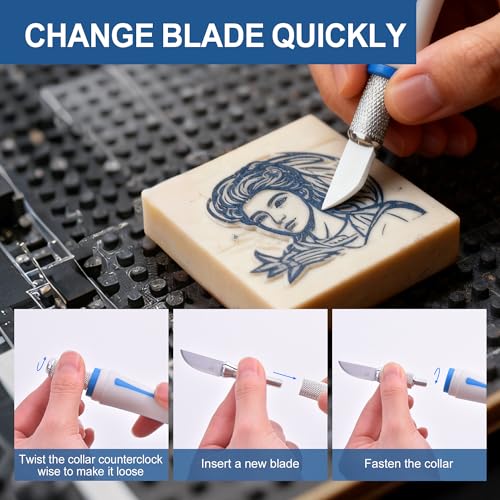 16 Pcs Premium Precision Craft Knife Set, 10 Replaceable Carbon Steel Blades, Hobby Knife for Scrapbooking, Stencil, Architecture, Wood/Leather Working