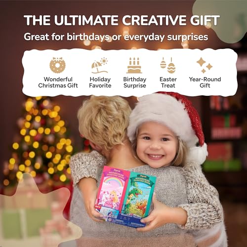 JoyCat 2 Pack Pocket Paint with Water Coloring Books for Kids, Art & Craft Activity Toy Set, Creative Travel & Home Painting Kit, Gifts for Girls & Boys Ages 3-8 (Magical Pony & Dinosaurs) - style: 2 Pack - Magical Pony & Dinosaurs