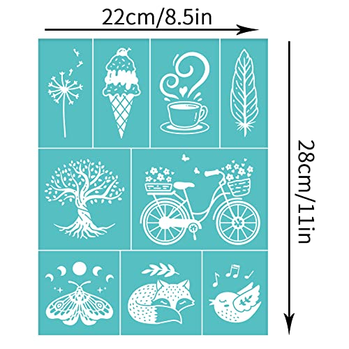 OLYCRAFT 2Pcs Self-Adhesive Silk Screen Printing Stencil Ice Cream Tree Bike Bird Fox Butterfly Mesh Transfers Silk Screen Reusable Stencil for Painting on Wood T-Shirt Fabric Bags - 11x8.5 Inch - color: Animals & Plants