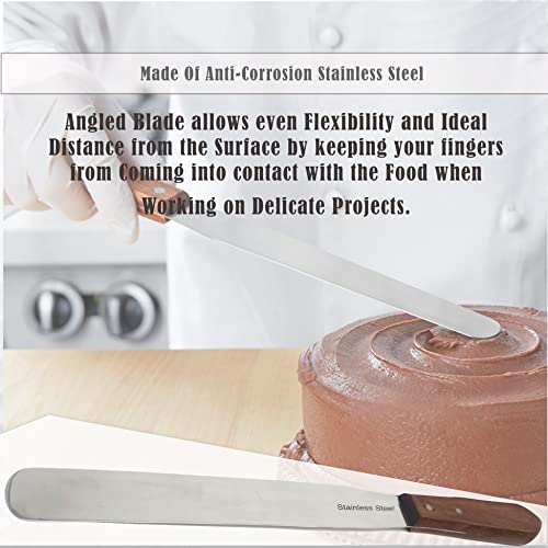 Wooden Handle Chef's Baking Spatula,Pastry Icing Spreader Knife,Stainless Steel,Grilling, Baking Cooking Kitchen Utensil, 12 Inch Blade