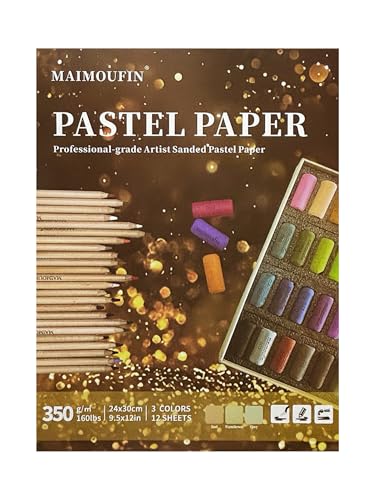 Soft Pastel Pencils 24 Colors & 12SHEET Sanded Pastel Pad