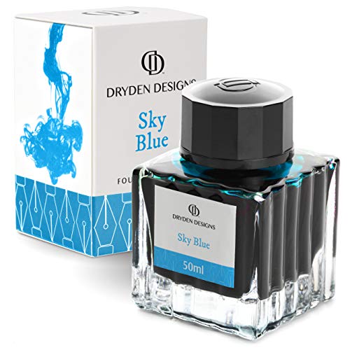 Dryden Designs Ink Bottle for Fountain Pen | Luxury Edition, Smooth Flow, Compact Designed 50ml Sky Blue - color: Blue [Sky Blue] Ink Bottle