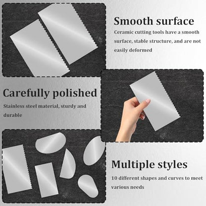 12 PCS Steel Pottery Tools Ribs Stainless Steel Serrated Scraper Cutter Clay Scraper Scraper Crafts Tool, Ceramics Sculpting Tools Kits for Texturing Artists Sculpture Modeling Potter