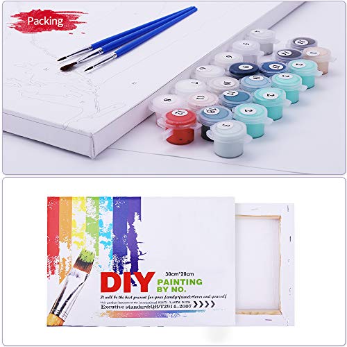 Ginkko Paint by Numbers Kit for Adults Beginner & Kids Ages 8-12 with Wooden Frame Easy Acrylic on Canvas 8x12 inch with Paints and Brushes, Flower 01(Include Framed) - color: Flower 01 framed, size: 8x12 Inch