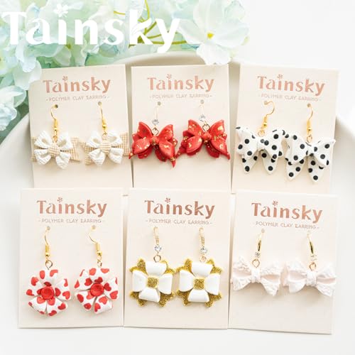Tainsky Bow Polymer Clay Cutters, Love Knot Polymer Clay Cutters, 14 Shapes Bowknot Clay Cutter for Polymer Clay Jewelry, Ribbon Polymer Clay Earring Cutters (B) - color: BOW-B