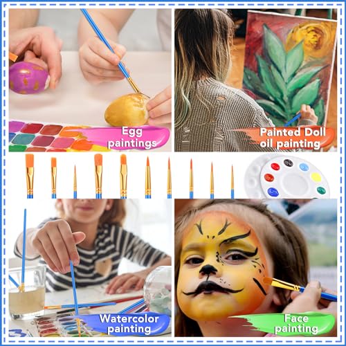 AROIC Paint Brushes Palette Set,24 Pack/240Pcs Acrylic Paint Brushes and 24 Palettes, Professional Artist Brushes, Finger and Face Painting Oil Painting Watercolor Kid's and Adult Painting Art Set. - size: 240 Brushes 24 Palettes