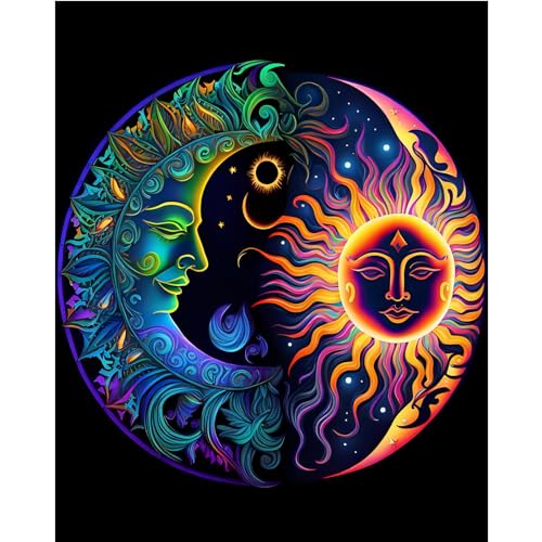 HITO Moon Paint by Number for Adults-Paint by Numbers for Adults Beginner,Sun Paint by Numbers for Gift Home Wall Decor(16x20 inch) - color: Sun and Moon Symbol