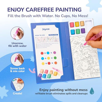 JoyCat Pocket Paint with Water Coloring Books for Kids, Art & Craft Activity Toy Set, Creative Travel & Home Painting Kit, Gifts for Girls & Boys Ages 3-8 (Ocean Princess) - style: 1 Pack - Ocean Princess