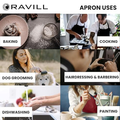 Ravill Waterproof Apron For Men and Women - 2 Pockets - 35" Long Multi Purpose Work Aprons for Dishwashing, Dog Grooming - color: Red