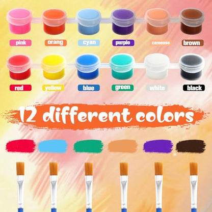 24Pack Mini Canvas Boards and Easel Paint Set,24Pcs Canvas and Easel,12 Colors Acrylic Paint Strips,48 Brushes,24 Palettes,Washable Acrylic Paint Set for Painting Crafts Party Favors (4" X 4") - color: 4" X 4"