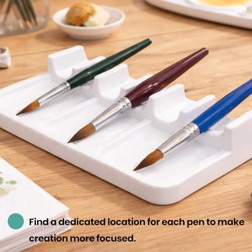 6 Slots Paint Brush Rest Holder – Portable Durable Brush Holder Caddy, Easy to Clean Artist Tool Organizer for Painting Art Accessories, 4.6×2×0.6 Inch