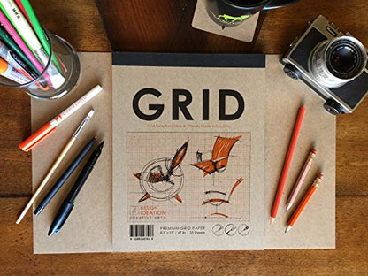 Design Ideation Grid PAD. Removable Sheet. Premium Paper. Smart-Bind Reinforced Lay Flat Binding. Orange Grid. (8.5" X 11") PAD-2550-TS (2 Book Value Pack) - size: 2 PAD VALUE PACK