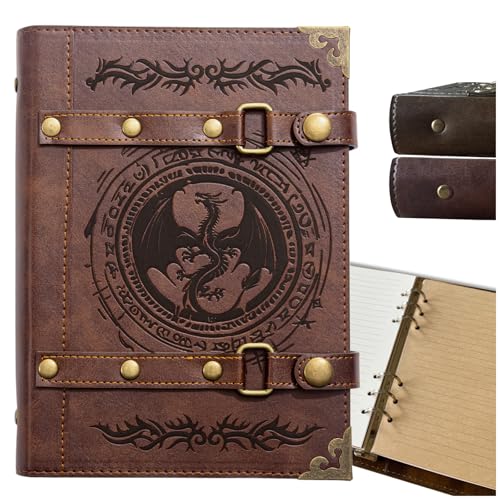 DUROTAN DND Journal Vintage Dragon Notebook Unique A5 400 Pages | For Dungeons and Dragons Accessories D&D DM Gifts Men&Women(4-Red-Dragon Totem) - color: 4-Red-Dragon Totem
