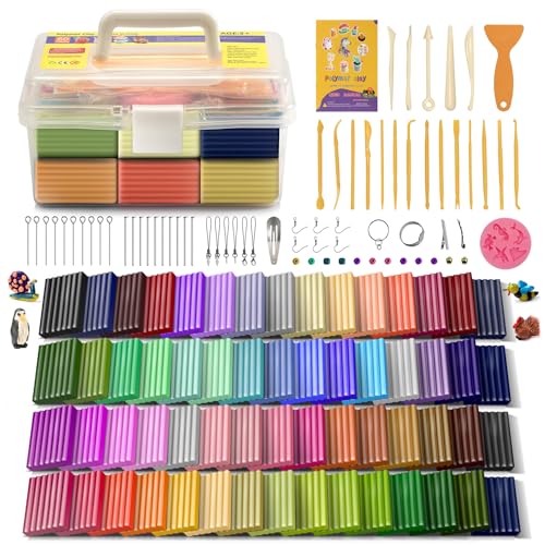 Aestd-ST Polymer Clay 60 Colors, Modeling Clays for Kids DIY Starter Kits, Oven Baked Model Clay, Non-Sticky,with Sculpting Tools, Holiday Gift for Children and Artists. - color: 60 Colors
