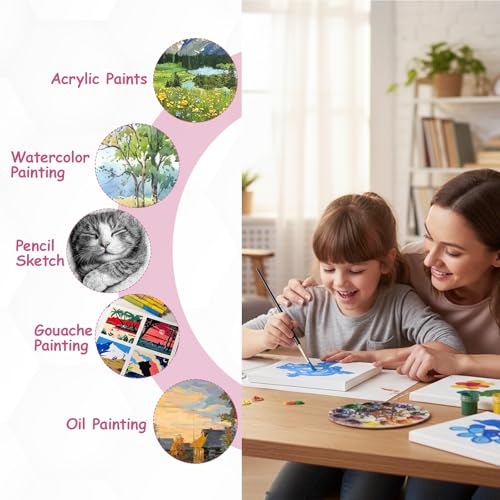 48 Pcs Mini Canvases for Painting, 4x4inches 2/5Inches Thickness Small Blank Canvas for Birthday Parties Home Decor Project