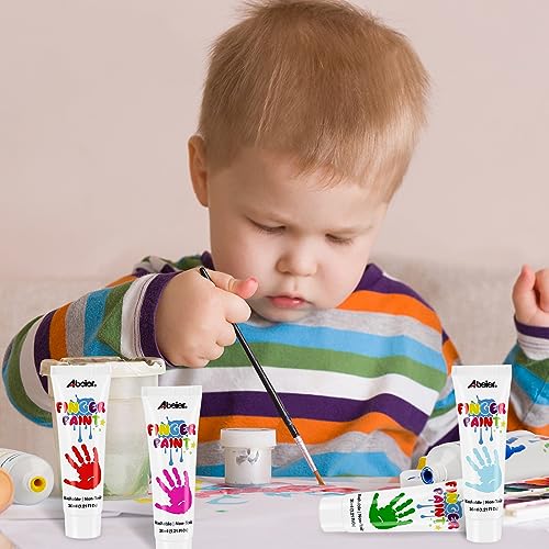 ABEIER Washable Finger Paint Kit for Toddlers, 12 Colors with Paint Tools, Safe Non-Toxic, Baby Safe Paint for Hand and Feet, Mess Free Art Supplies for Kids, DIY Crafts, Kids Gifts, Ages 3+ - style: 12 tube with tools
