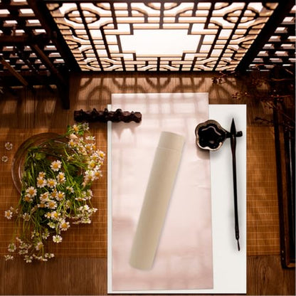 GANAZONO Extendable Scroll Storage Box 13.58 Inch Kraft Paper Calligraphy Scroll Holder Adjustable Painting Poster Document Mailing Tube - color: Khaki