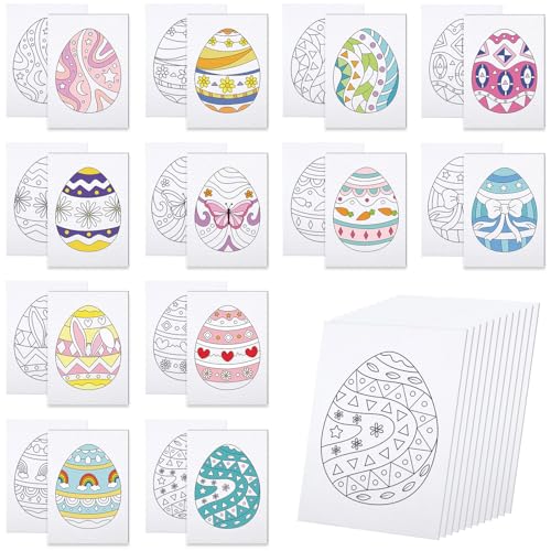 12 Packs Pre Drawn Canvas to Paint, 5" X 7" Easter Eggs Pre Printed Canvas for Kids, Pre Stretched Canvas Outline Painting Boards for Beginners, Students, Party Favor - style: Easter