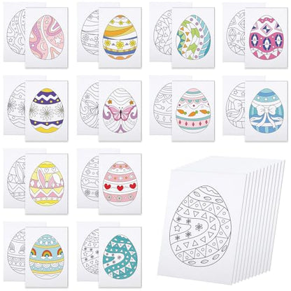 12 Packs Pre Drawn Canvas to Paint, 5" X 7" Easter Eggs Pre Printed Canvas for Kids, Pre Stretched Canvas Outline Painting Boards for Beginners, Students, Party Favor - style: Easter