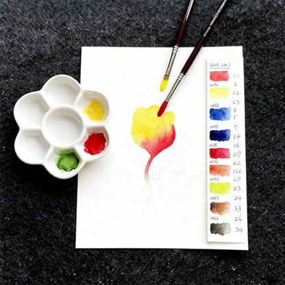 15 Pack Round Paint Palettes, 6.7''Paint Tray Palettes with 7 Wells, White Plastic Paint Mixing Tray Watercolor Painting Dish for Oil DIY Art Gouache, Easy to Clean