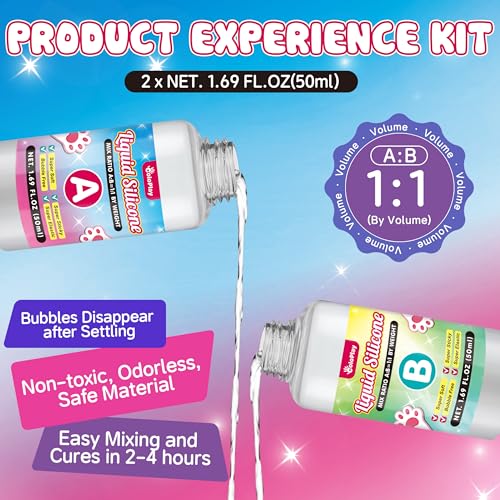 ColoPlay Taba Squishy Kit - 3.4OZ Rubber Experience Squishy Kit with Guided, Bubble Free and Faster Fully Cures - FuFu Squishy Kit with Mold - Stress Relief Entertainment - size: 3.4OZ Kit