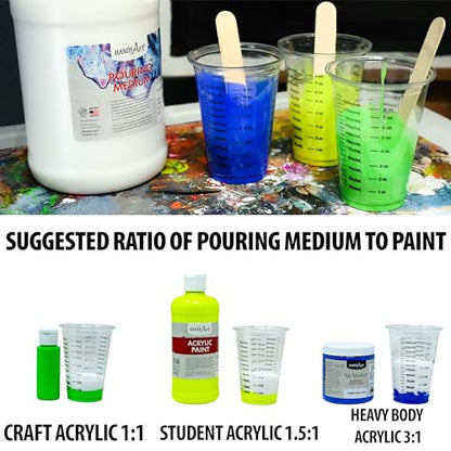 Handy Art Acrylic Pouring Medium, 128 oz Gallon Bottle, Clear Gloss Finish | High Flow Paint Pouring Medium with Smooth & Fluid Consistency, Economical Size, Certified Safe & AP Non-Toxic, Made in USA - color: Pouring Medium, size: Gallon