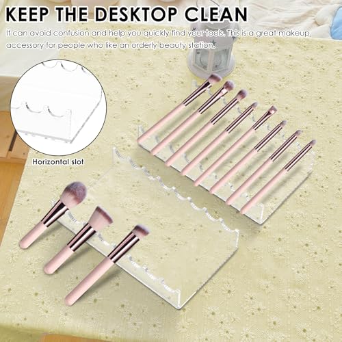 3Pcs Transparent Acrylic Vanity Brush Drying Rack, Space Saving Versatile Acrylic Makeup Brush Display Stand for Women Teen Girl