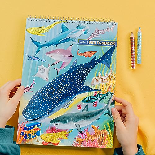 eeBoo: Shark & Friends Spiral Bound Blank Sketchbook - 60 Pages, 140 GSM/95 LB Paper, 8.5x11, Eco-Friendly, Kids Art Supplies - style: Shark & Friends