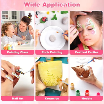 160 Pcs Small Paint Brushes Bulk, Flat and Round Pointed Paint Brushes Set for Kids Classroom Watercolor Canvas Face Painting Acrylic Painting