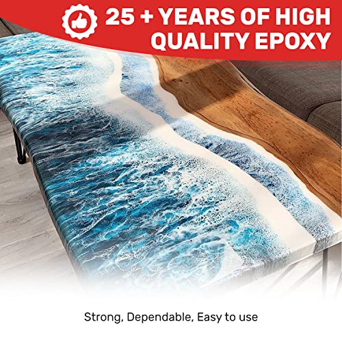 MAS Epoxies Table Top Pro Epoxy Kit 2-Quart (1-Quart Part A + 1-Quart Part B) Crystal Clear Resin Casting for DIY Arts, Crafts, Countertops, Wood Tables, Tabletops, Bar Tops - size: 2 Quart