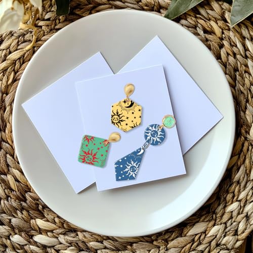 CHGCRAFT Sun Moon Stars Polymer Clay Texture Sheets Silicone Texture Stamp Clay Texture Mat Modeling Pattern Pad Texture Sheets for Jewelry and Clay Earrings Tools, 5.5x5.5 inch - style: Sun Moon