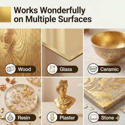 Snailmart Gold Leaf Kit, 100ml Water-Based Metal Leaf Glue and 100ml Protective Varnish, Gold Leaf Sheets 100 pcs, 2 Brushes, for Craft, Painting and Arts - color: Gold (with gold leaf)